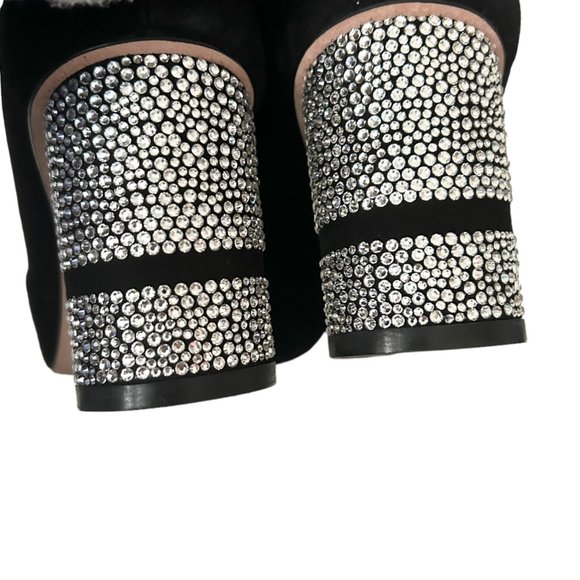 Stuart Weitzman Flash 75 Crystal Embellished Heeled Suede Sock Boots - Picture 7 of 16